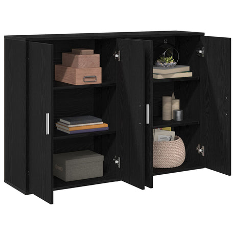 Sideboards 2 Pcs Black Oak 60X31X84 Cm Engineered Wood