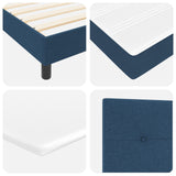 Box Spring Bed With Mattress Blue 200X200 Cm Fabric,  Headboard Button Tufted Blue 200 Cm Fabric
