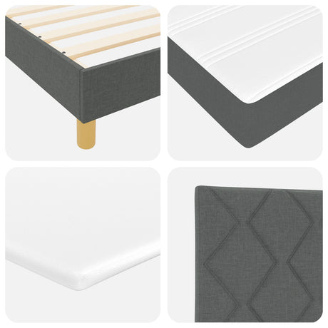 Box Spring Bed With Mattress & Led Dark Grey 120X200 Cm Fabric