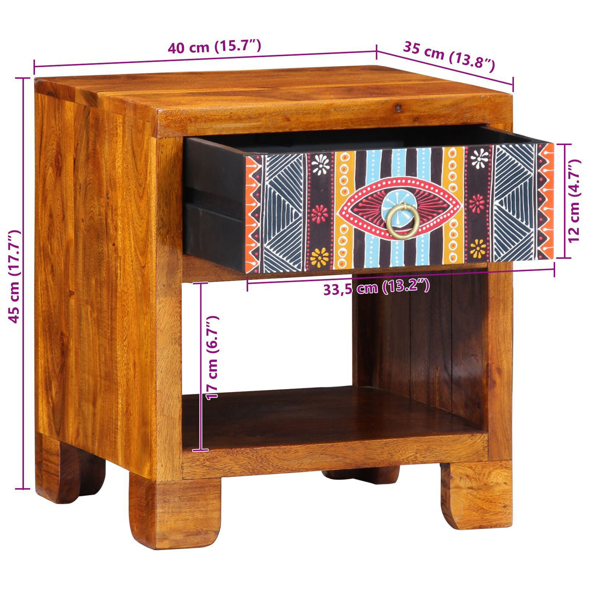 Side Cabinet 40X35X45 Cm Solid Wood Acacia