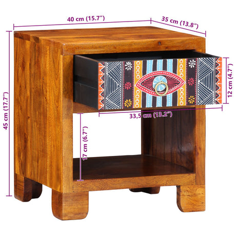 Side Cabinet 40X35X45 Cm Solid Wood Acacia
