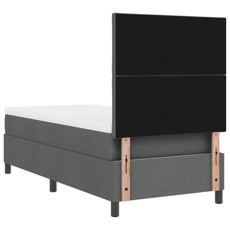 Box Spring Bed With Mattress & Led Dark Grey 100X200 Cm Fabric