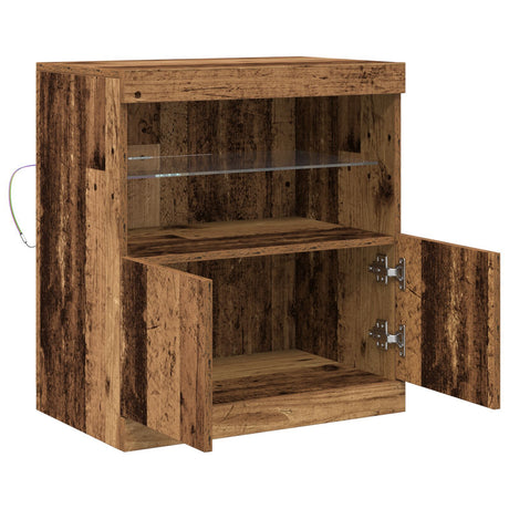 Sideboard With Led Lights Old Wood 60X37X67 Cm