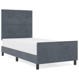 Bed Frame In Dark Grey, 100X200 Cm, Made Of Velvet