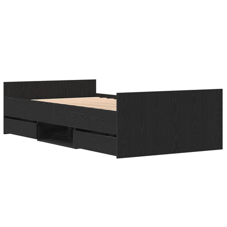 Bed Frame Without Mattress Black Oak 100X200 Cm Engineered Wood