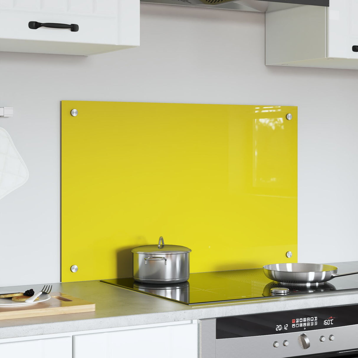 Kitchen Backsplash In Yellow - 80X50X0.6 Cm Tempered Glass
