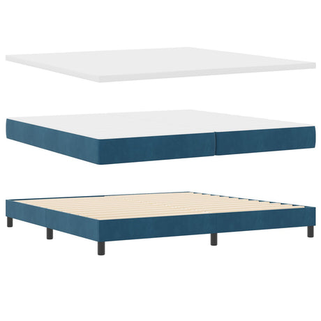 Box Spring Bed With Mattress Dark Blue 200X200 Cm Velvet