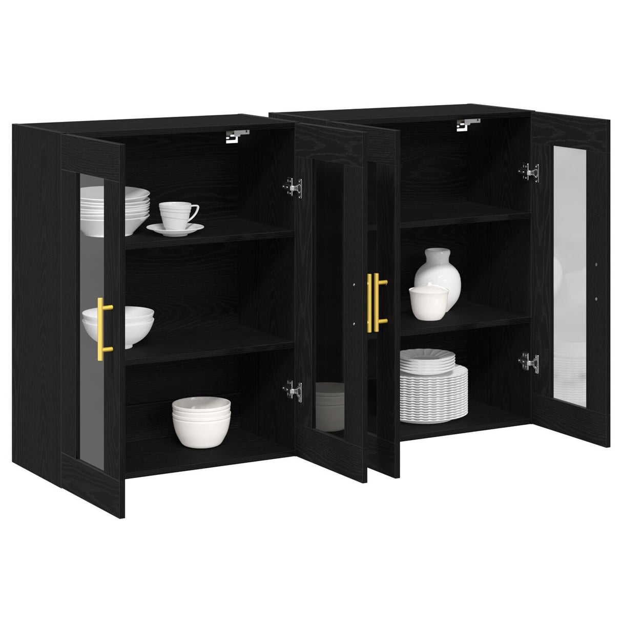 Wall Mounted Cabinets 2 Pcs Black Oak 69,5X34X90 Cm Engineered Wood