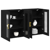 Wall Mounted Cabinets 2 Pcs Black Oak 69,5X34X90 Cm Engineered Wood