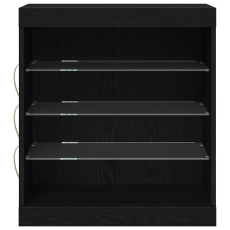 Sideboard With Led Lights Black Oak 60,5X37X67 Cm