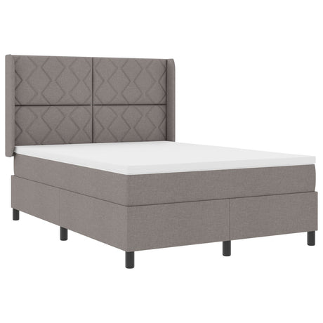Box Spring Bed With Mattress & Led Taupe 160X200 Cm Fabric