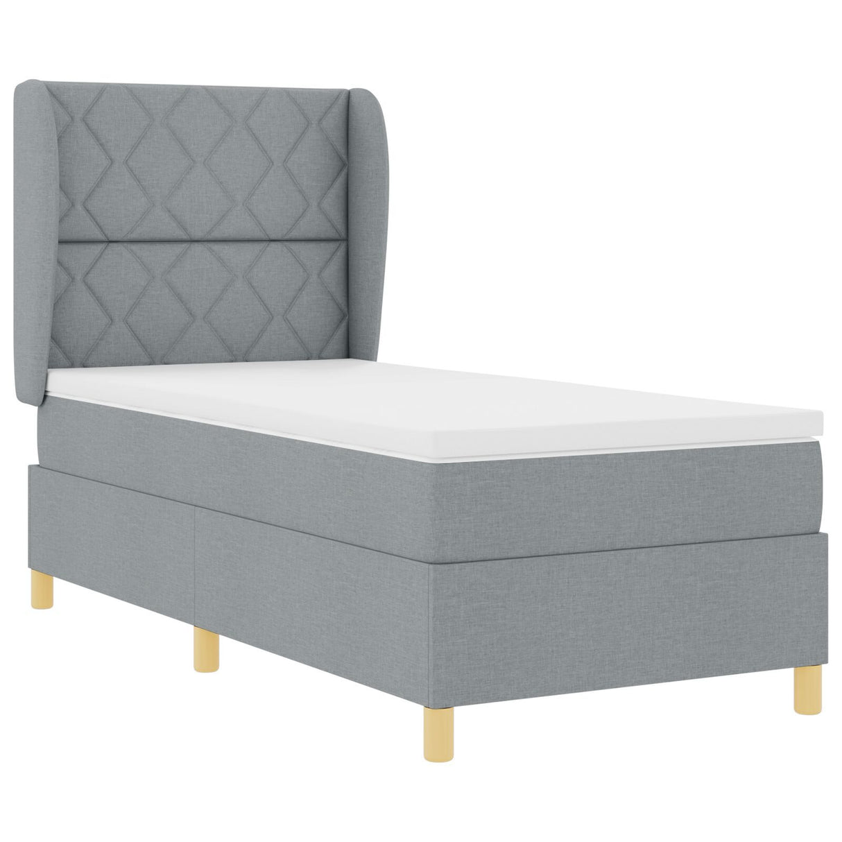 Box Spring Bed With Mattress - Light Grey - 90X200 Cm Fabric