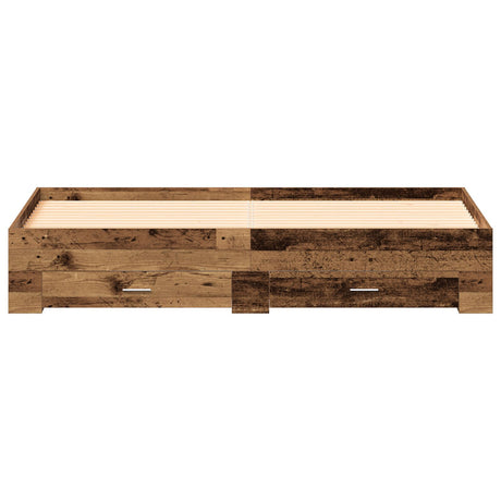 Bed Frame With Drawers Old Wood 180X200 Cm Engineered Wood