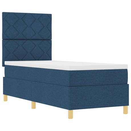 Box Spring Bed With Mattress & Led Blue 80X200 Cm Fabric