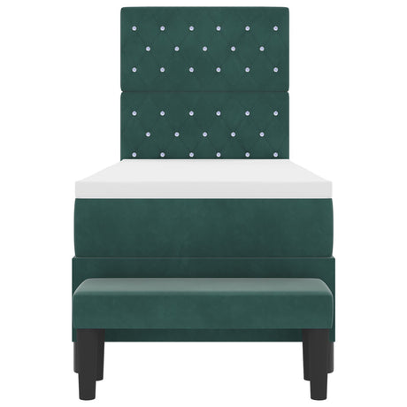 Box Spring Bed With Mattress & Bench Dark Green 80X200 Cm Velvet