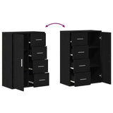 Sideboards 2 Pcs Black Oak 60X31X84 Cm Engineered Wood