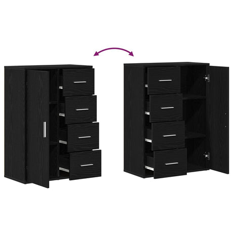 Sideboards 2 Pcs Black Oak 60X31X84 Cm Engineered Wood