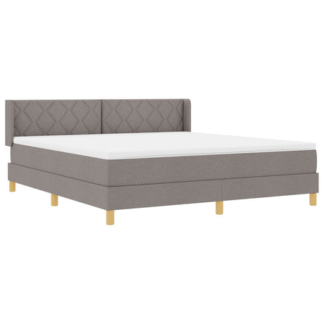 Box Spring Bed With Mattress Taupe 180X200 Cm Fabric,  Headboard Diamond Blocks Design Taupe 180 Cm Fabric