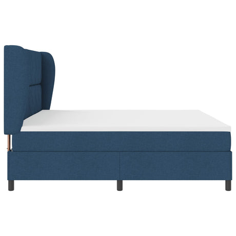 Box Spring Bed With Mattress - Blue, 200X200 Cm, Fabric