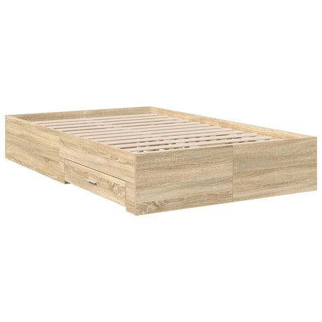 Bed Frame With Drawers Sonoma Oak 120X190 Cm Engineered Wood