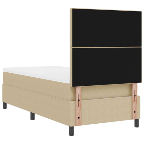 Box Spring Bed With Mattress Light Beige 80X200 Cm Corduroy Fabric