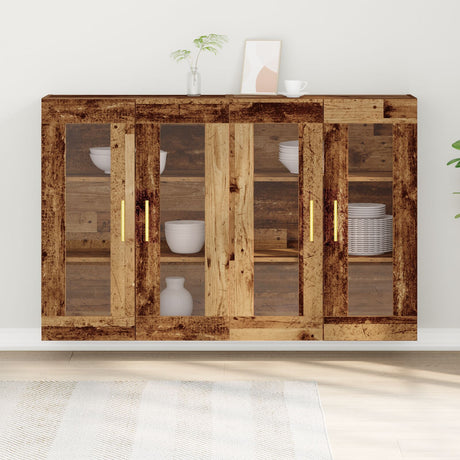 Wall Mounted Cabinets 2 Pcs Old Wood 69,5X34X90 Cm Engineered Wood