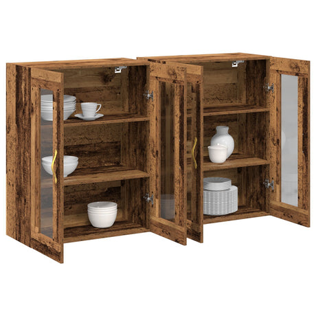 Wall Mounted Cabinets 2 Pcs Old Wood 69,5X34X90 Cm Engineered Wood