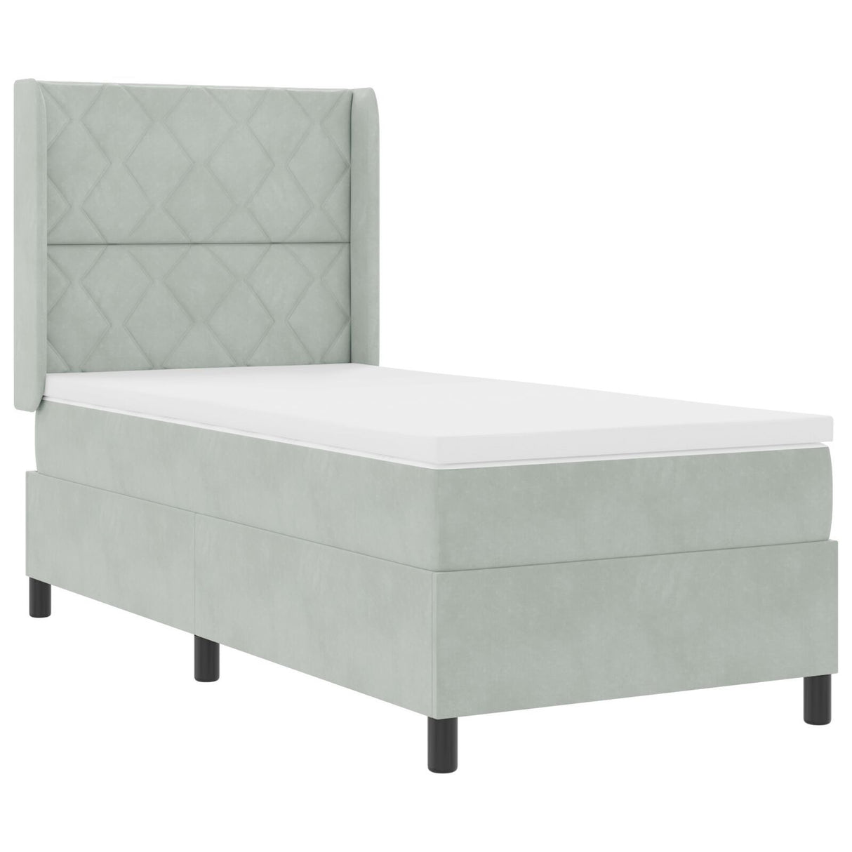 Box Spring Bed With Mattress & Led Light Grey 100X200 Cm Velvet