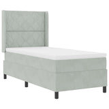 Box Spring Bed With Mattress & Led Light Grey 100X200 Cm Velvet