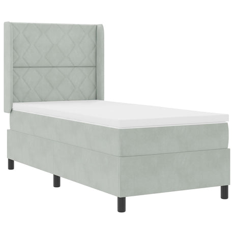 Box Spring Bed With Mattress & Led Light Grey 100X200 Cm Velvet
