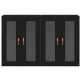 Wall Mounted Cabinets 2 Pcs Black Oak 69,5X34X90 Cm Engineered Wood
