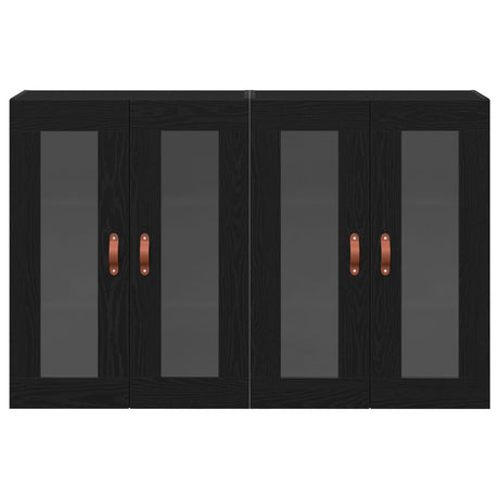 Wall Mounted Cabinets 2 Pcs Black Oak 69,5X34X90 Cm Engineered Wood