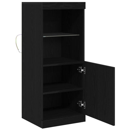 Sideboard With Led Lights Black Oak 41X37X100 Cm