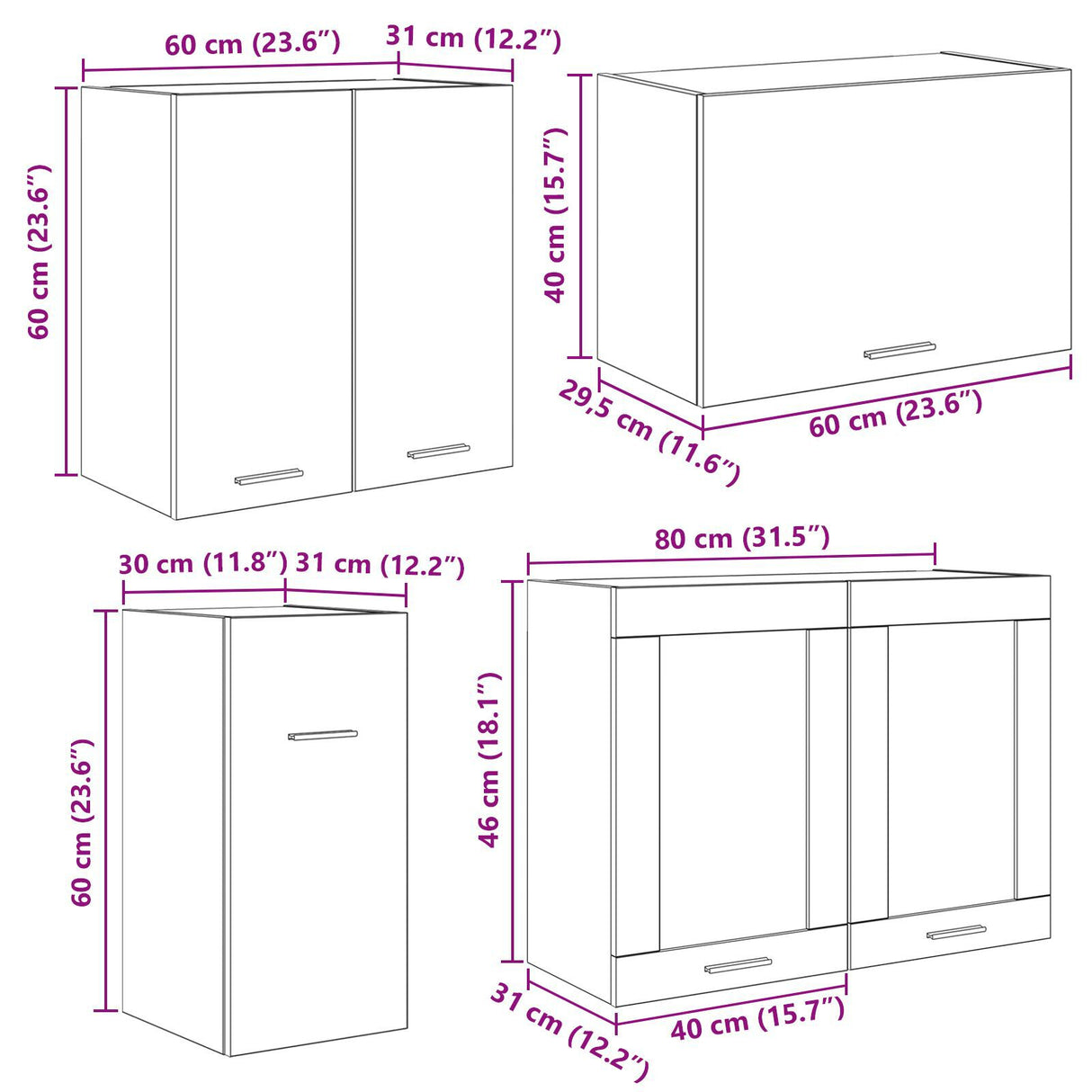 8 Piece Kitchen Cabinet Set Smoked Oak Engineered Wood