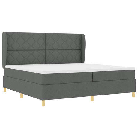 Box Spring Bed With Mattress Dark Grey 200X200 Cm Fabric