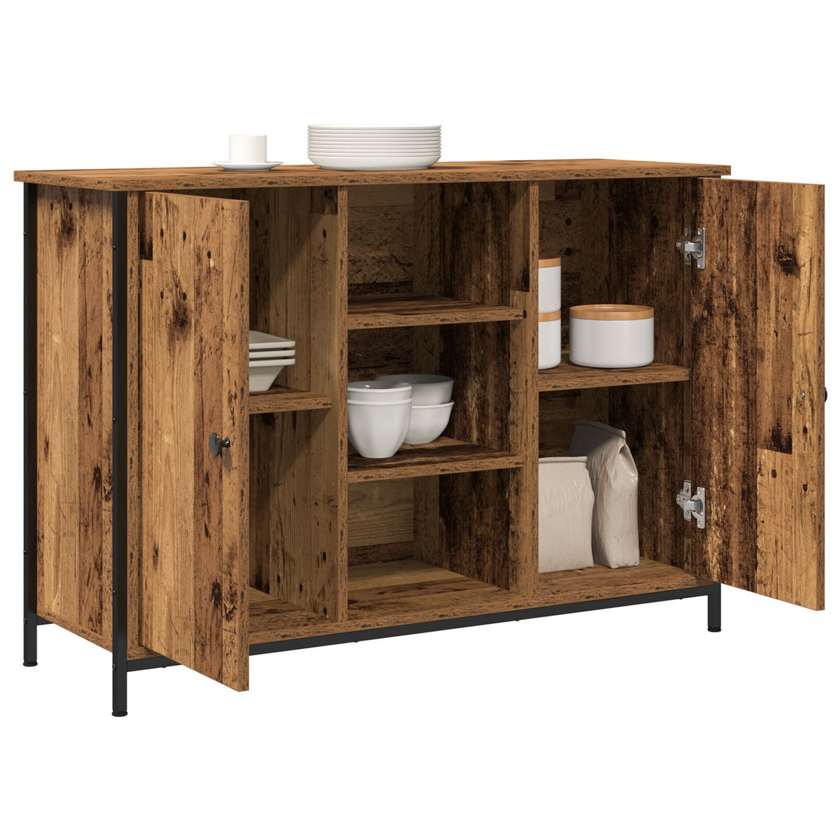 Sideboard Old Wood 100X35X70 Cm Engineered Wood And Steel