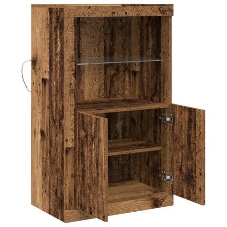 Sideboard With Led Lights Old Wood 60,5X37X100 Cm