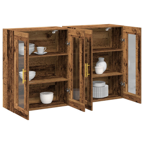 Wall Mounted Cabinets 2 Pcs Old Wood 69,5X34X90 Cm Engineered Wood
