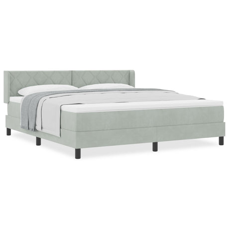 Box Spring Bed With Mattress Light Grey 180X200 Cm Velvet