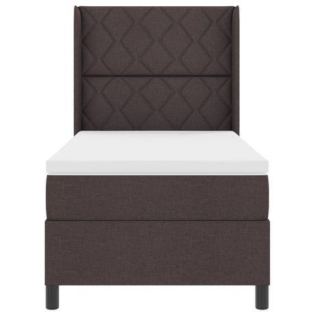 Box Spring Bed With Mattress & Led Dark Brown 100X200 Cm Fabric