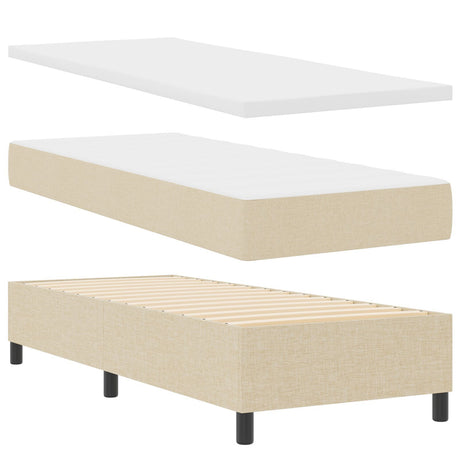 Box Spring Bed With Mattress - Cream, 80X200 Cm Fabric