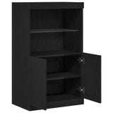 Sideboard With Led Lights Black Oak 60X37X100 Cm