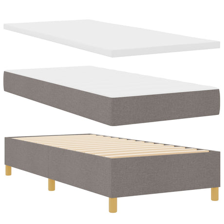Box Spring Bed With Mattress & Led Taupe 100X200 Cm Fabric