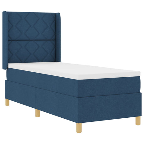 Box Spring Bed With Mattress & Led Blue 80X200 Cm Fabric
