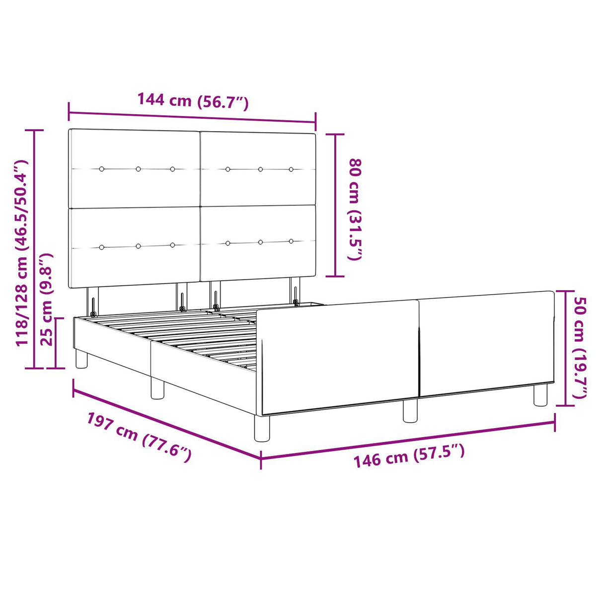Bed Frame Dark Blue 140X190 Cm Velvet