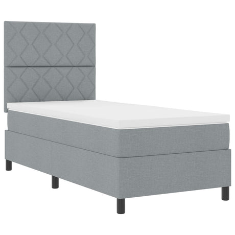 Box Spring Bed With Mattress & Led Light Grey 100X200 Cm Fabric