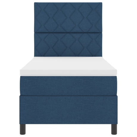Box Spring Bed With Mattress & Led Blue 100X200 Cm Fabric