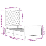 Light Grey Velvet Bed Frame 80X200 Cm
