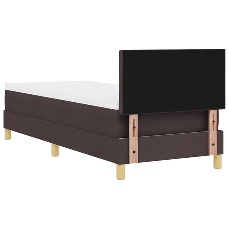 Box Spring Bed With Mattress & Led Dark Brown 80X200 Cm Fabric