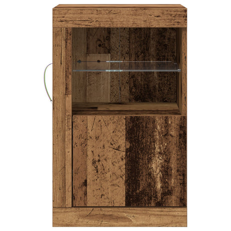 Sideboard With Led Lights Old Wood 41X37X67 Cm